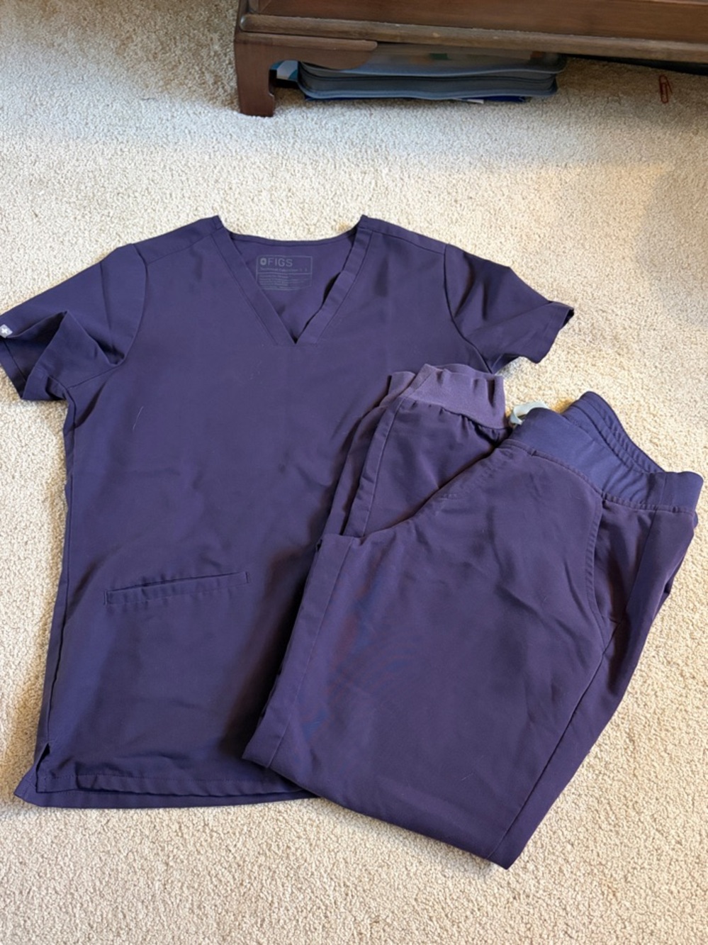 Figs Purple Shadow Scrub Top and Jogger Pants Set